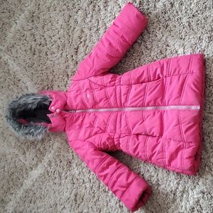 Girls Size 4 Calvin klein pink puffer coat with hood